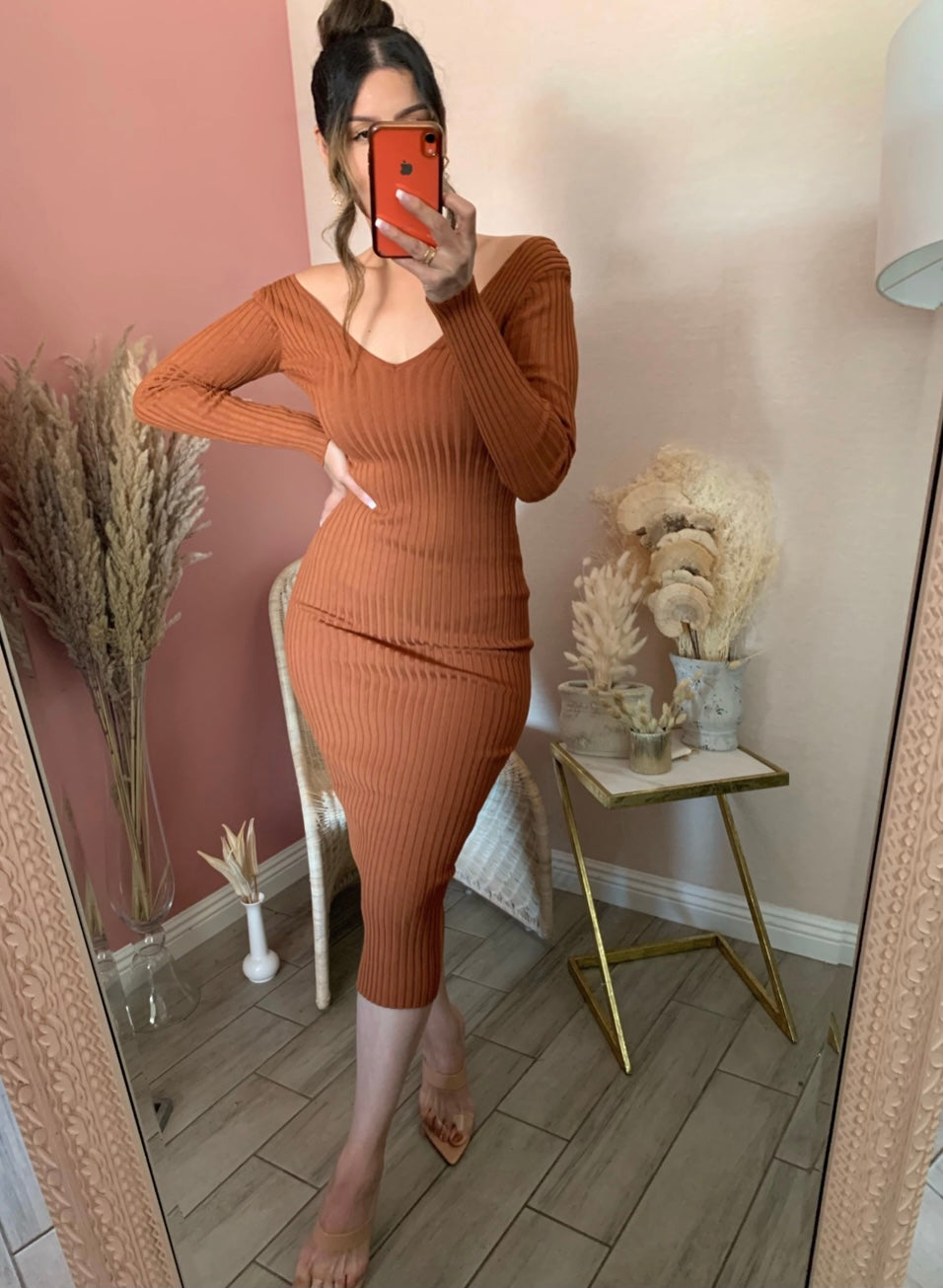 Catalina Midi Dress(Rust)