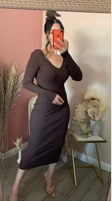 Catalina Midi Dress(Chocolate)